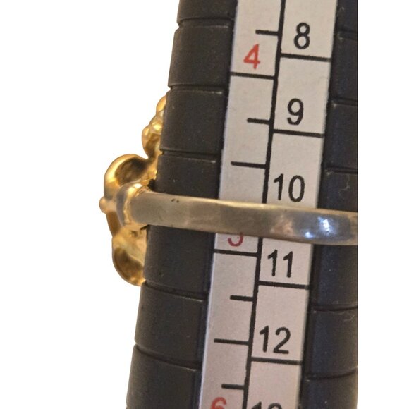 Vintage Gold Cluster Ring Tigers Eye Rhinestones Size 5  Statement - Picture 5 of 6